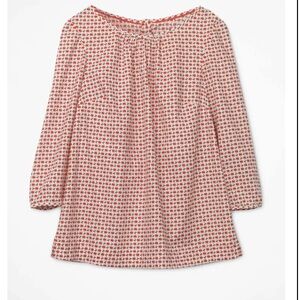 Boden Cherry Print Top in Red and White